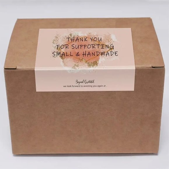 NEW Thank You For Supporting Small & Handmade Rectangle Stickers, Pink, 50 Count - Picture 3 of 3